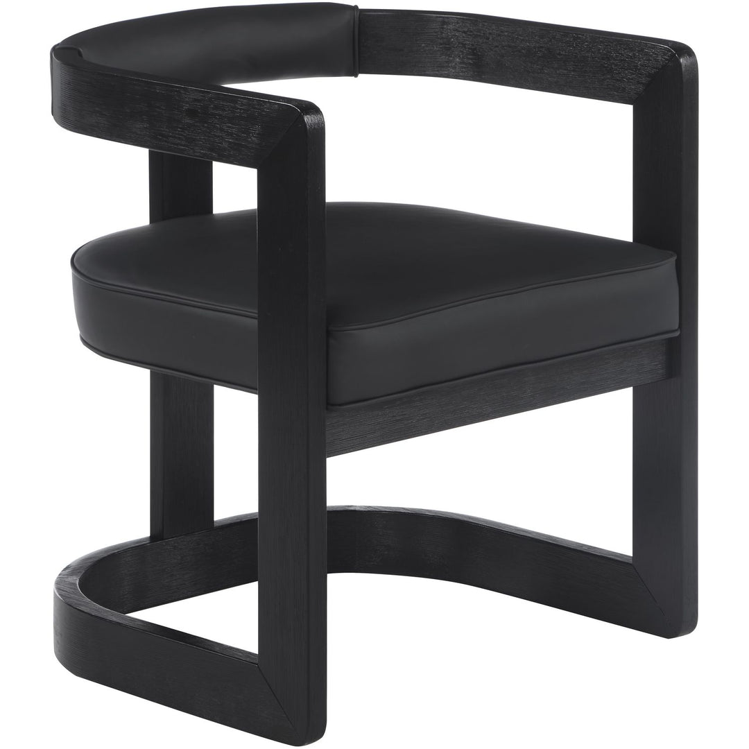 Manchester Vegan Leather Upholstered Dining Chair — Black / Black Wire Brush