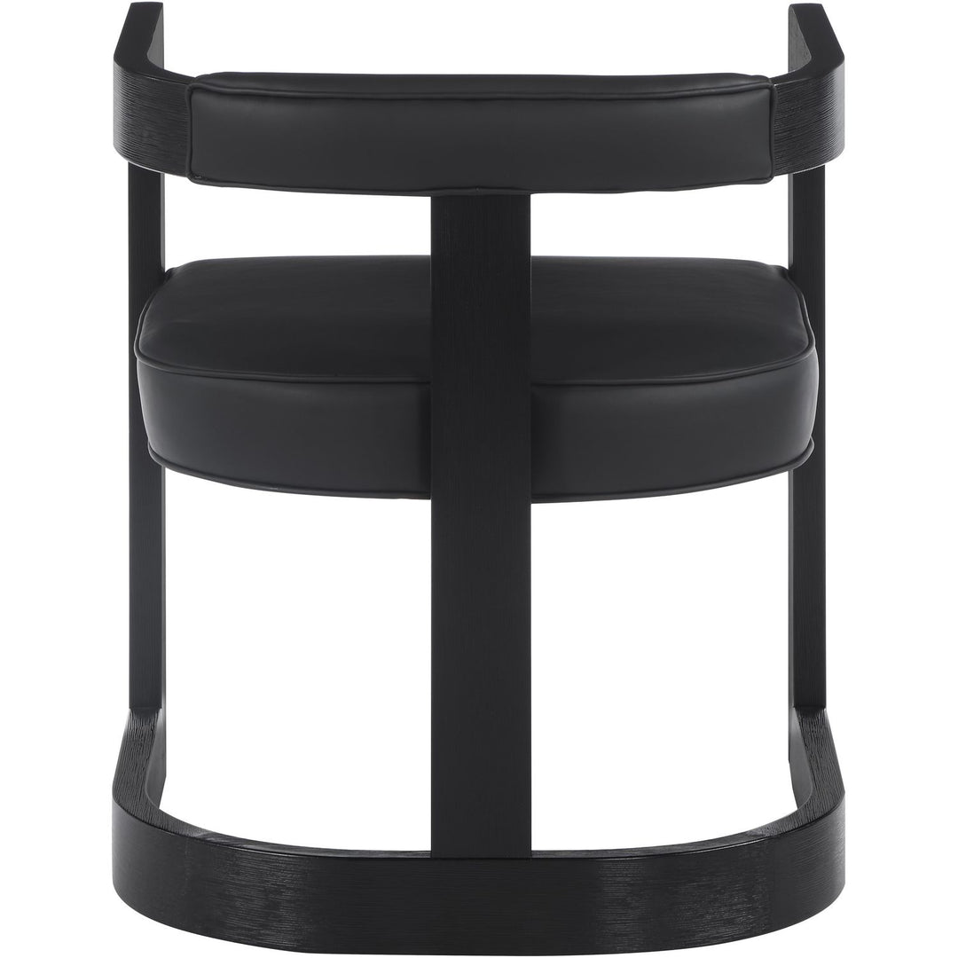 Manchester Vegan Leather Upholstered Dining Chair — Black / Black Wire Brush