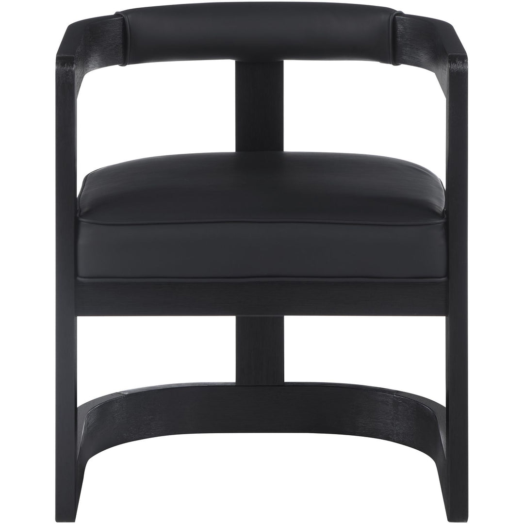 Manchester Vegan Leather Upholstered Dining Chair — Black / Black Wire Brush