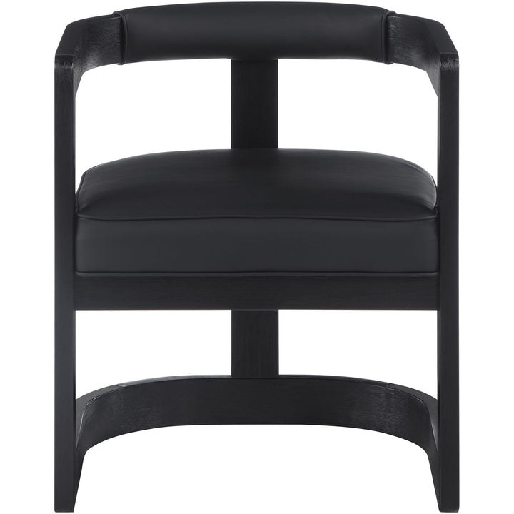 Manchester Vegan Leather Upholstered Dining Chair — Black / Black Wire Brush