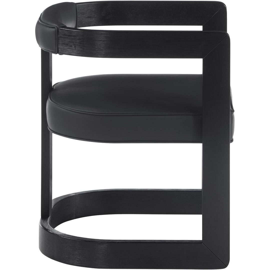 Manchester Vegan Leather Upholstered Dining Chair — Black / Black Wire Brush