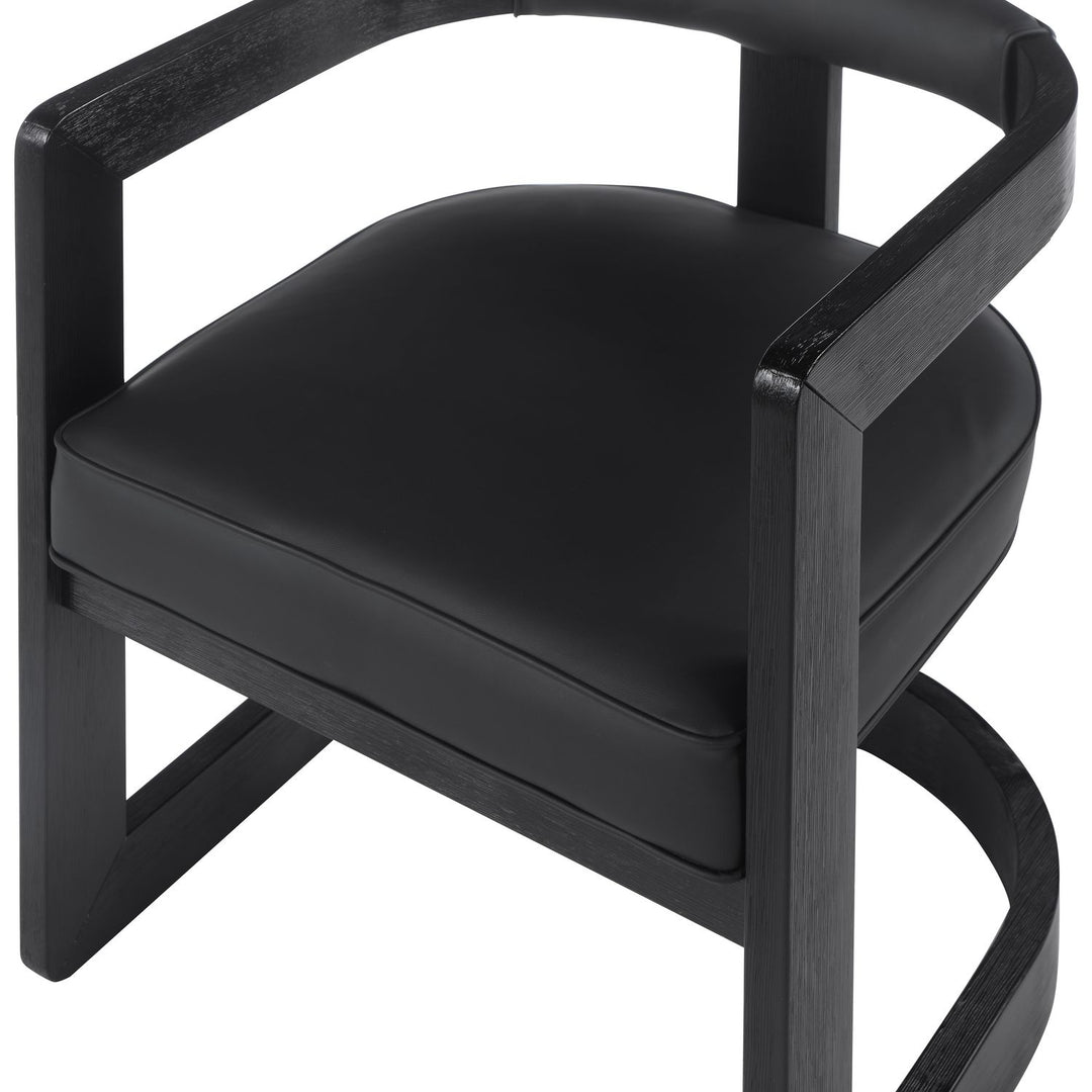 Manchester Vegan Leather Upholstered Dining Chair — Black / Black Wire Brush
