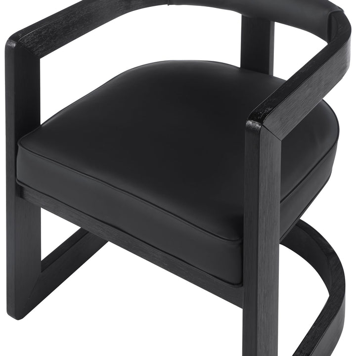 Manchester Vegan Leather Upholstered Dining Chair — Black / Black Wire Brush