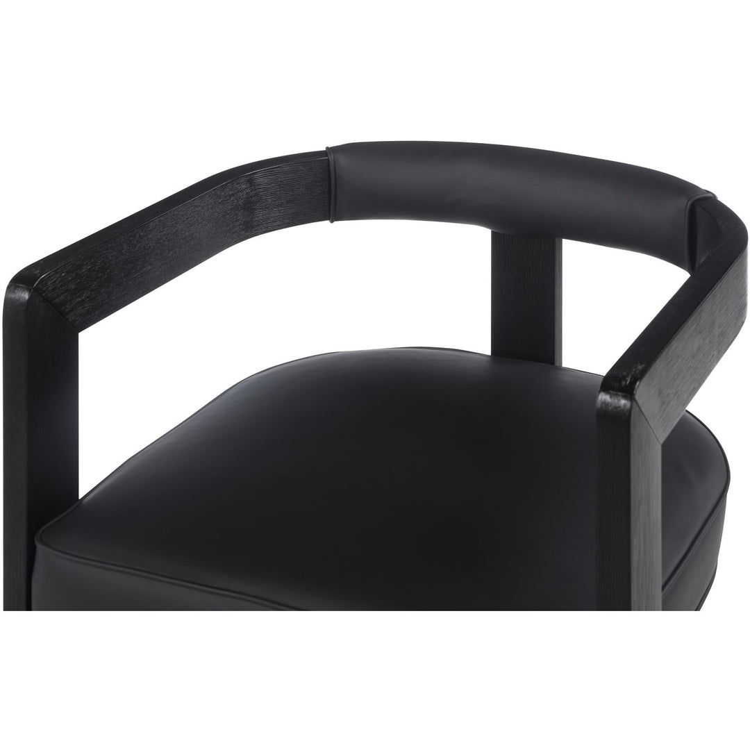 Manchester Vegan Leather Upholstered Dining Chair — Black / Black Wire Brush