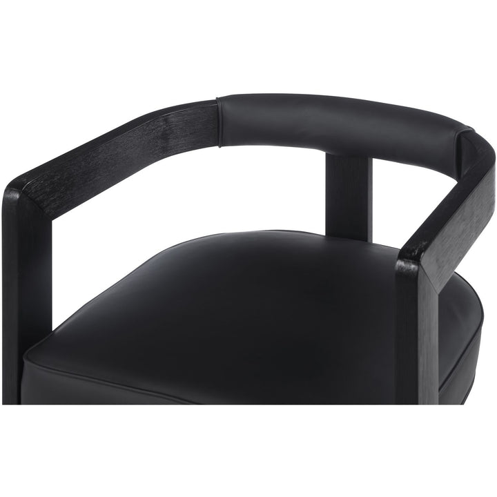 Manchester Vegan Leather Upholstered Dining Chair — Black / Black Wire Brush
