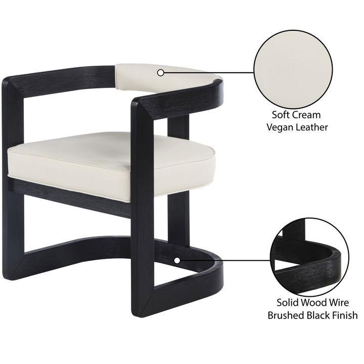 Manchester Vegan Leather Upholstered Dining Chair — Cream / Black Wire Brush