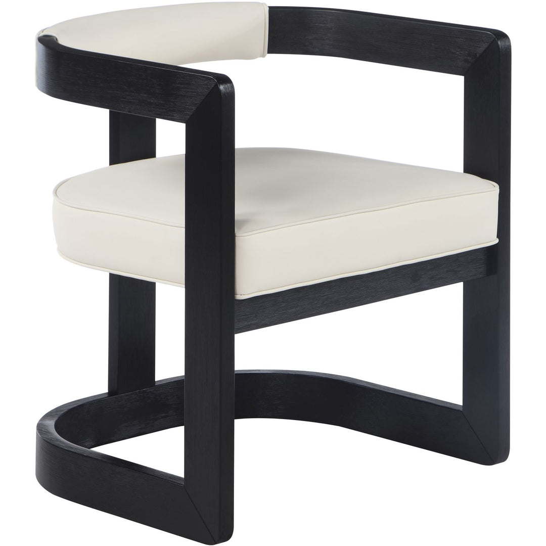 Manchester Vegan Leather Upholstered Dining Chair — Cream / Black Wire Brush