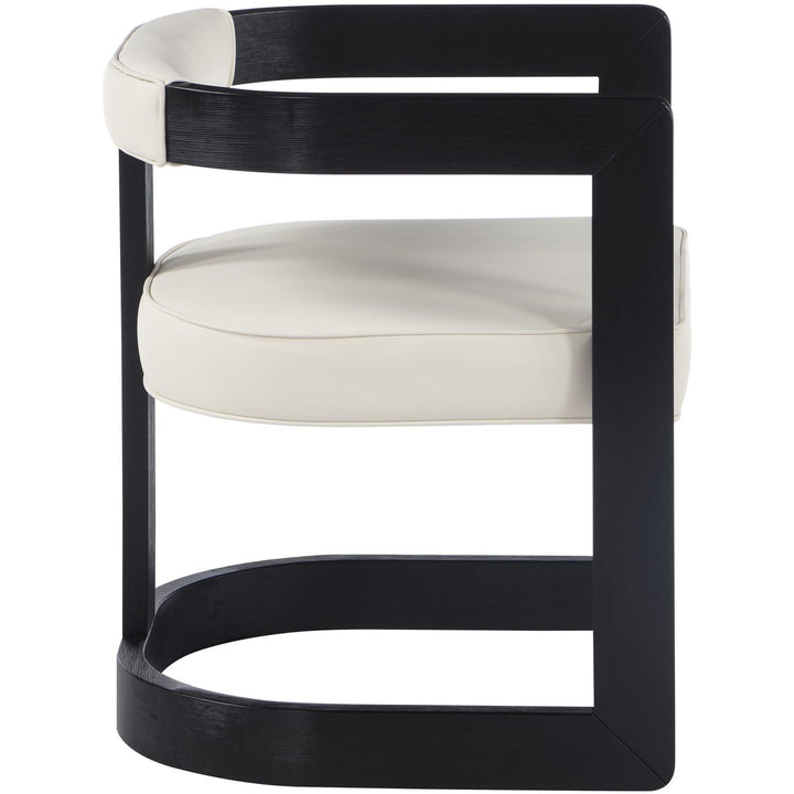 Manchester Vegan Leather Upholstered Dining Chair — Cream / Black Wire Brush