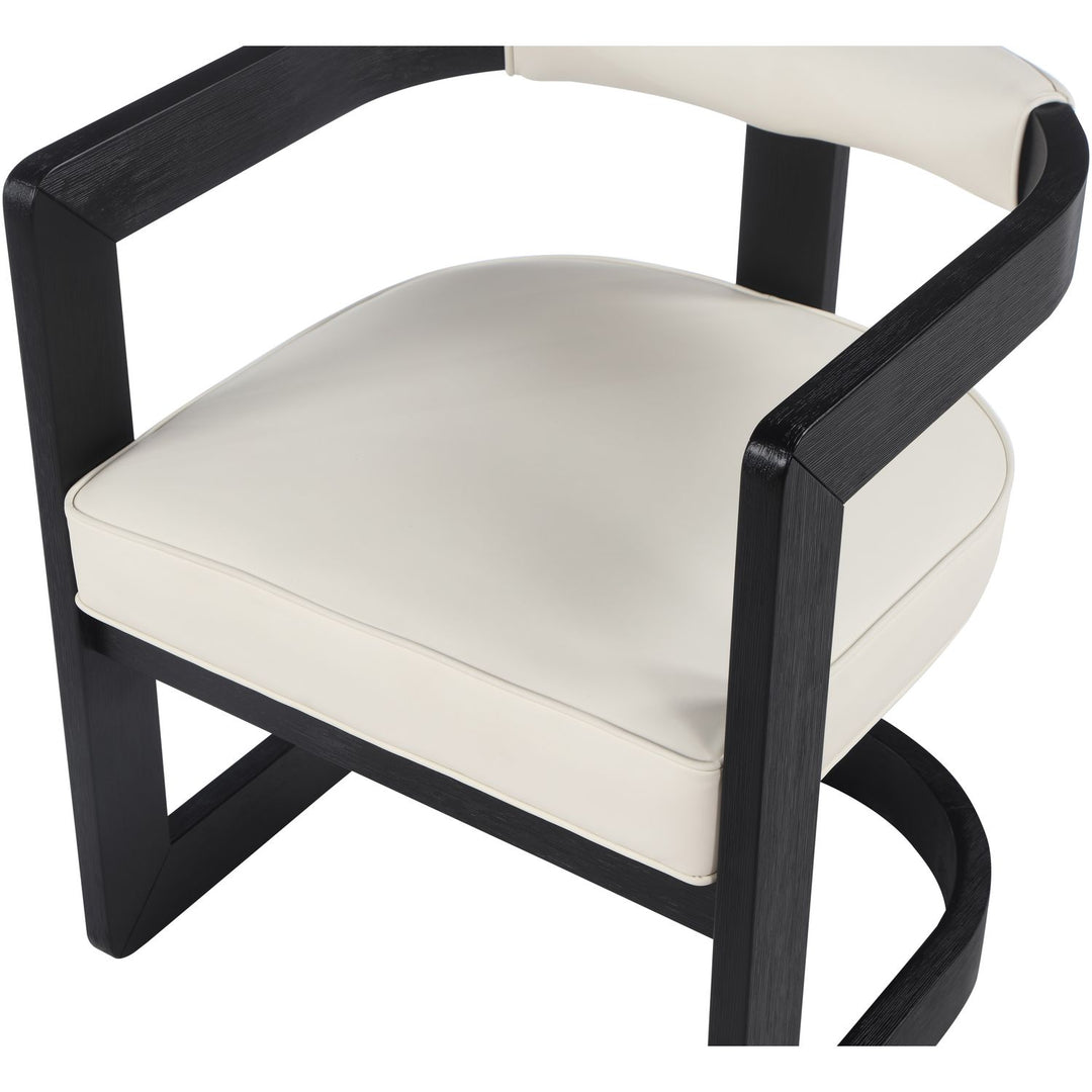 Manchester Vegan Leather Upholstered Dining Chair — Cream / Black Wire Brush