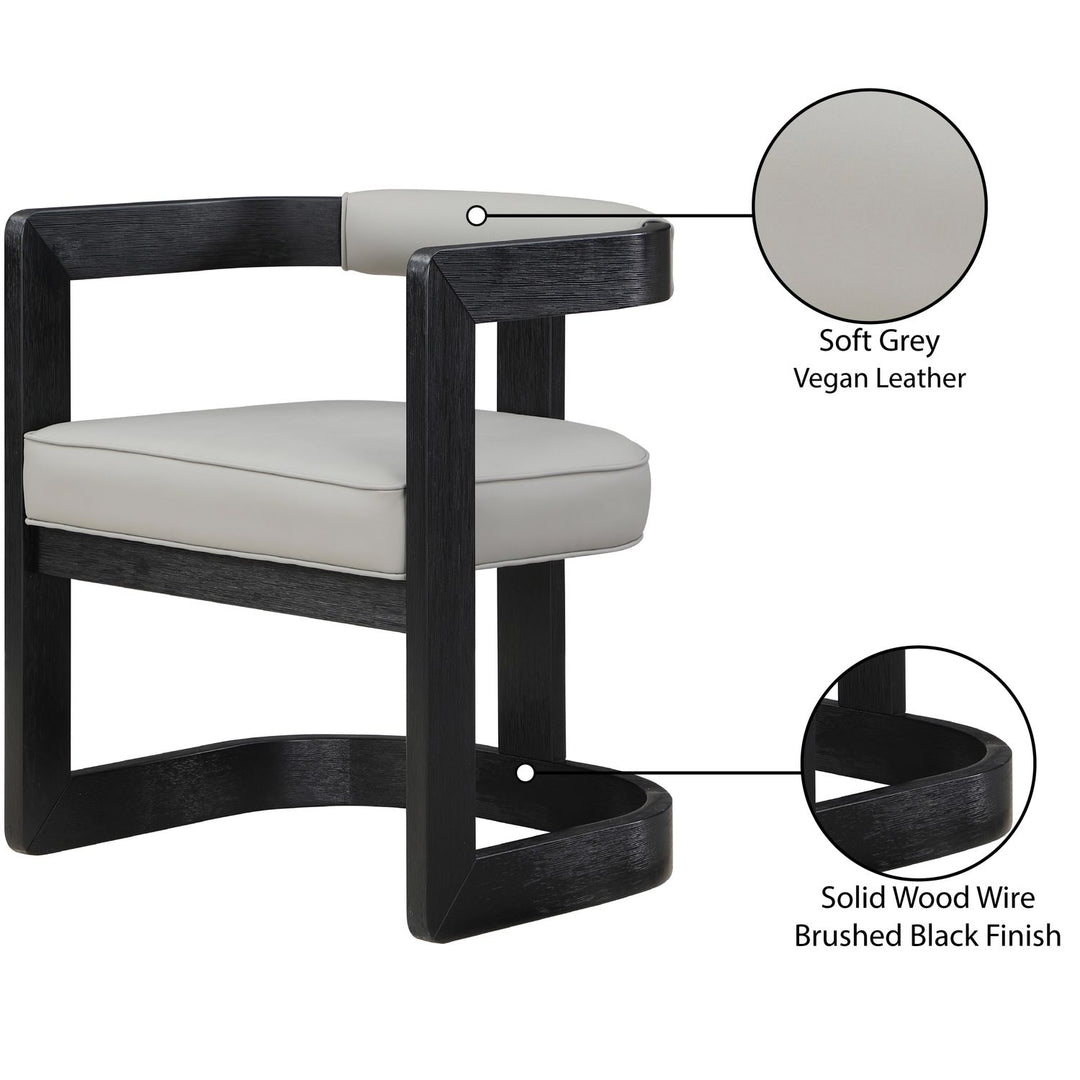 Manchester Vegan Leather Upholstered Dining Chair — Grey / Black Wire Brush