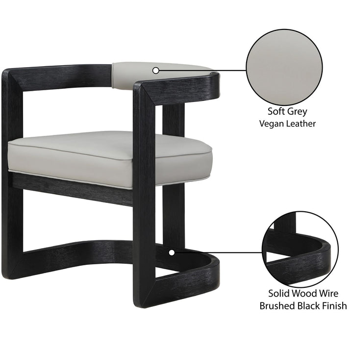 Manchester Vegan Leather Upholstered Dining Chair — Grey / Black Wire Brush