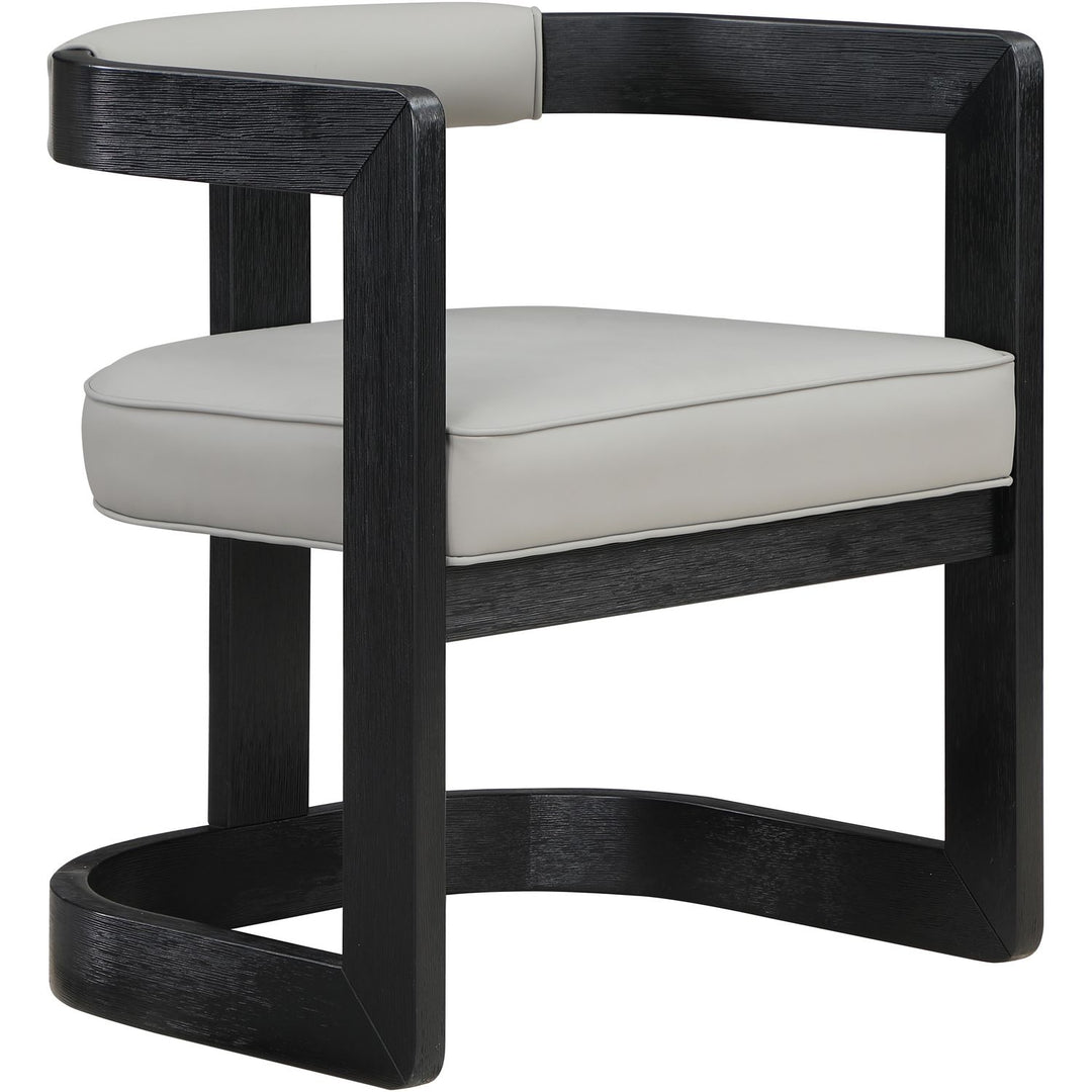 Manchester Vegan Leather Upholstered Dining Chair — Grey / Black Wire Brush