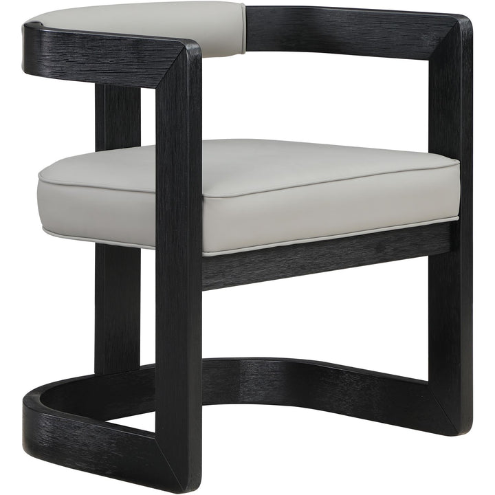 Manchester Vegan Leather Upholstered Dining Chair — Grey / Black Wire Brush