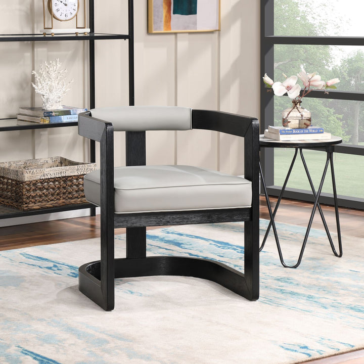 Manchester Vegan Leather Upholstered Dining Chair — Grey / Black Wire Brush