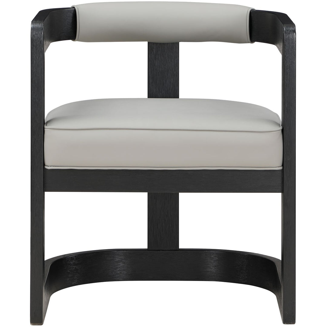 Manchester Vegan Leather Upholstered Dining Chair — Grey / Black Wire Brush