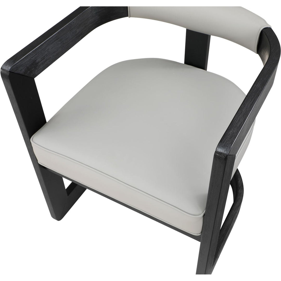 Manchester Vegan Leather Upholstered Dining Chair — Grey / Black Wire Brush