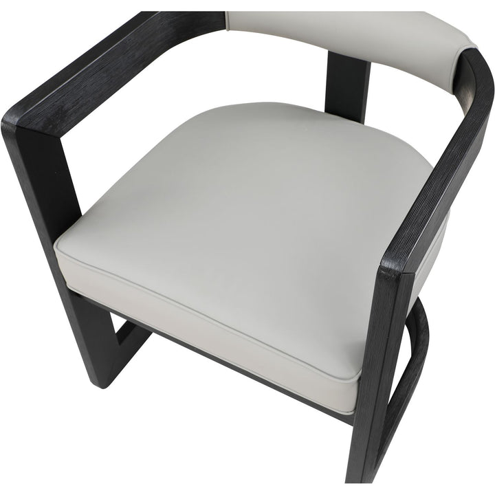 Manchester Vegan Leather Upholstered Dining Chair — Grey / Black Wire Brush