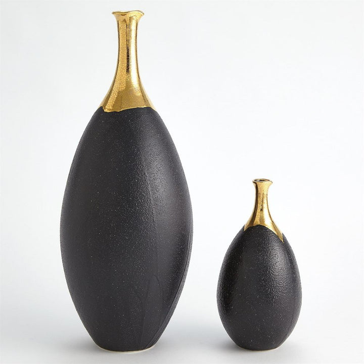 Vases Dipped Golden Crackle/Black Cylinder Vase-Lg