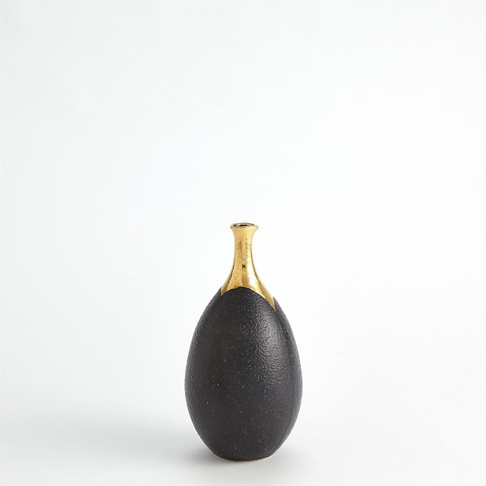Vases Dipped Golden Crackle/Black Cylinder Vase-Lg