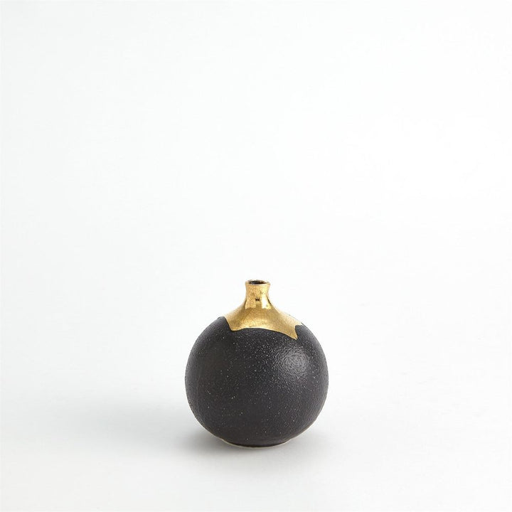 Dipped Golden Crackle/Black Cylinder Vase-Lg