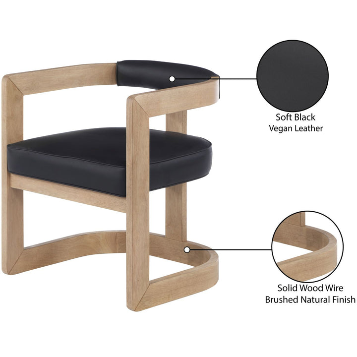 Manchester Vegan Leather Upholstered Dining Chair — Black / Natural Wire Brush