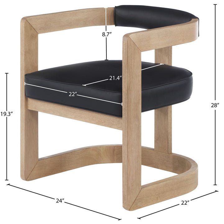 Manchester Vegan Leather Upholstered Dining Chair — Black / Natural Wire Brush