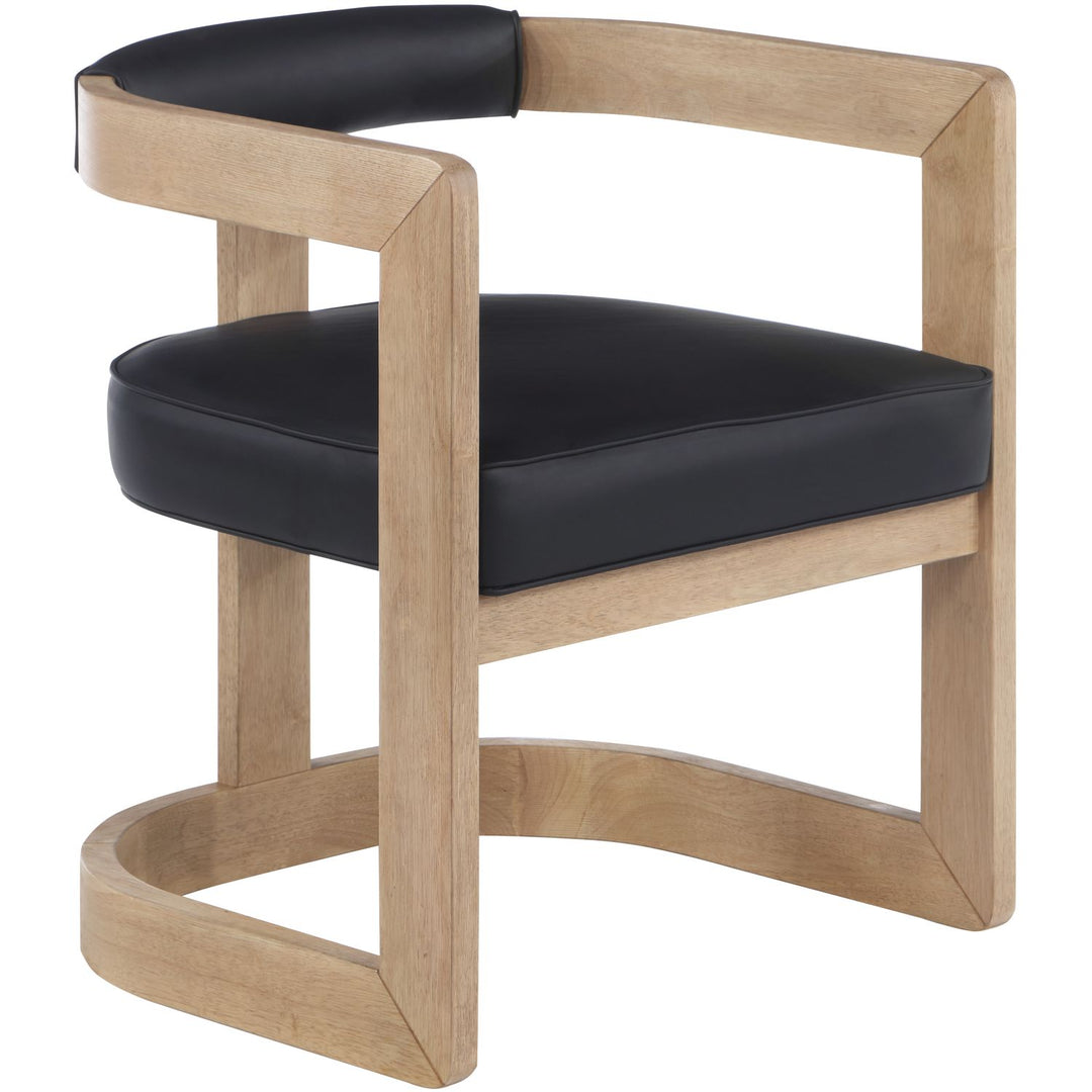 Manchester Vegan Leather Upholstered Dining Chair — Black / Natural Wire Brush