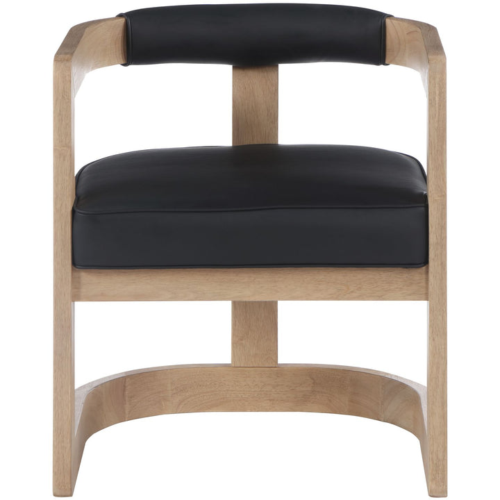 Manchester Vegan Leather Upholstered Dining Chair — Black / Natural Wire Brush