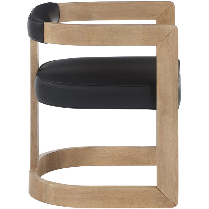 Manchester Vegan Leather Upholstered Dining Chair — Black / Natural Wire Brush