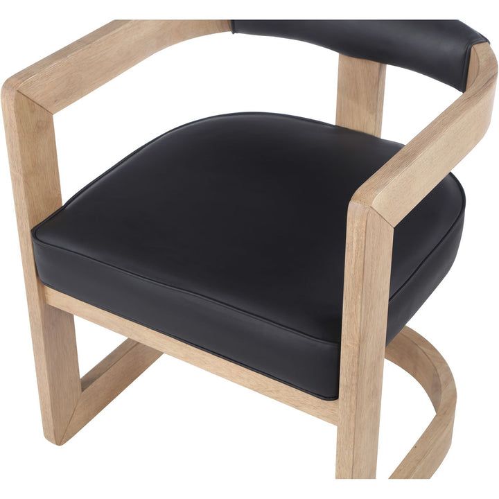 Manchester Vegan Leather Upholstered Dining Chair — Black / Natural Wire Brush