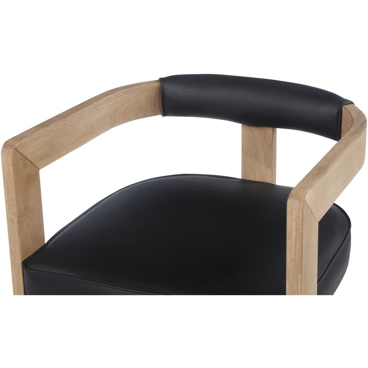 Manchester Vegan Leather Upholstered Dining Chair — Black / Natural Wire Brush
