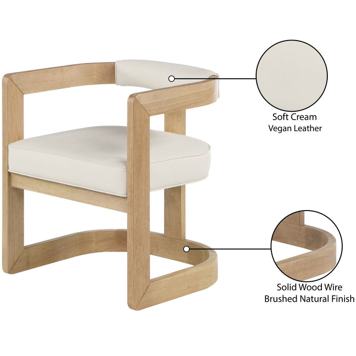 Manchester Vegan Leather Upholstered Dining Chair — Cream / Natural Wire Brush