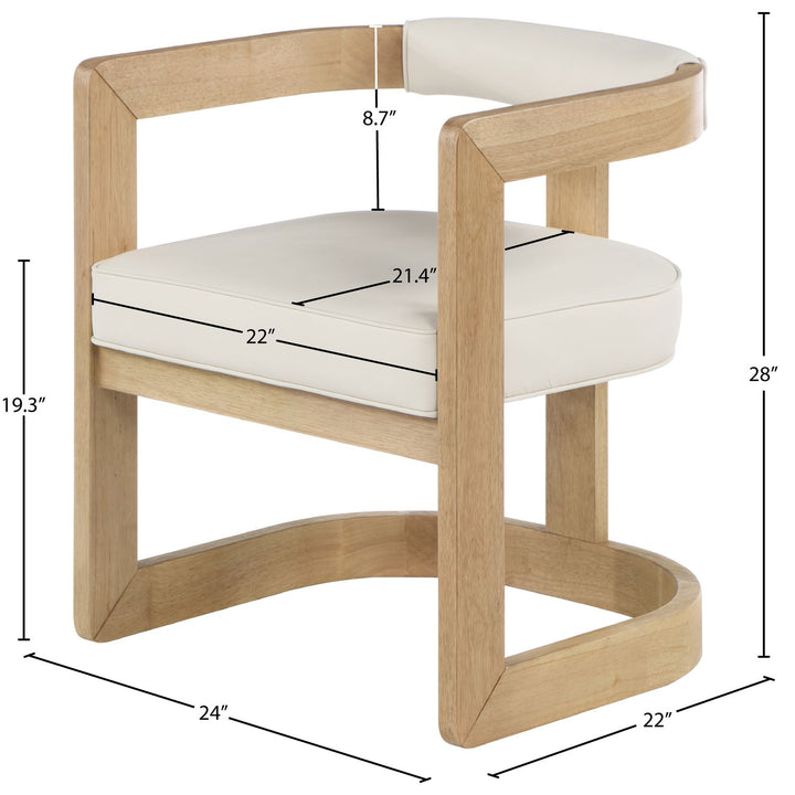 Manchester Vegan Leather Upholstered Dining Chair — Cream / Natural Wire Brush