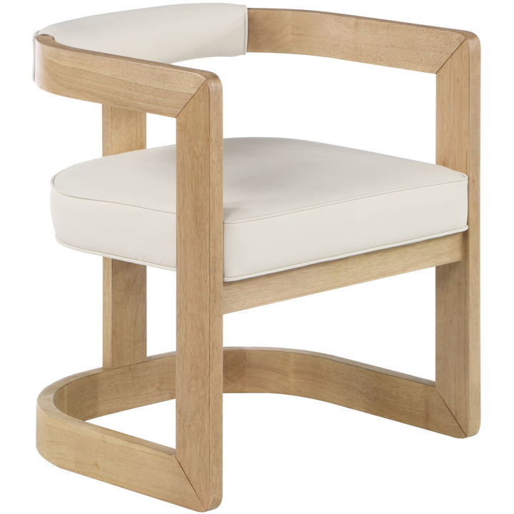 Manchester Vegan Leather Upholstered Dining Chair — Cream / Natural Wire Brush