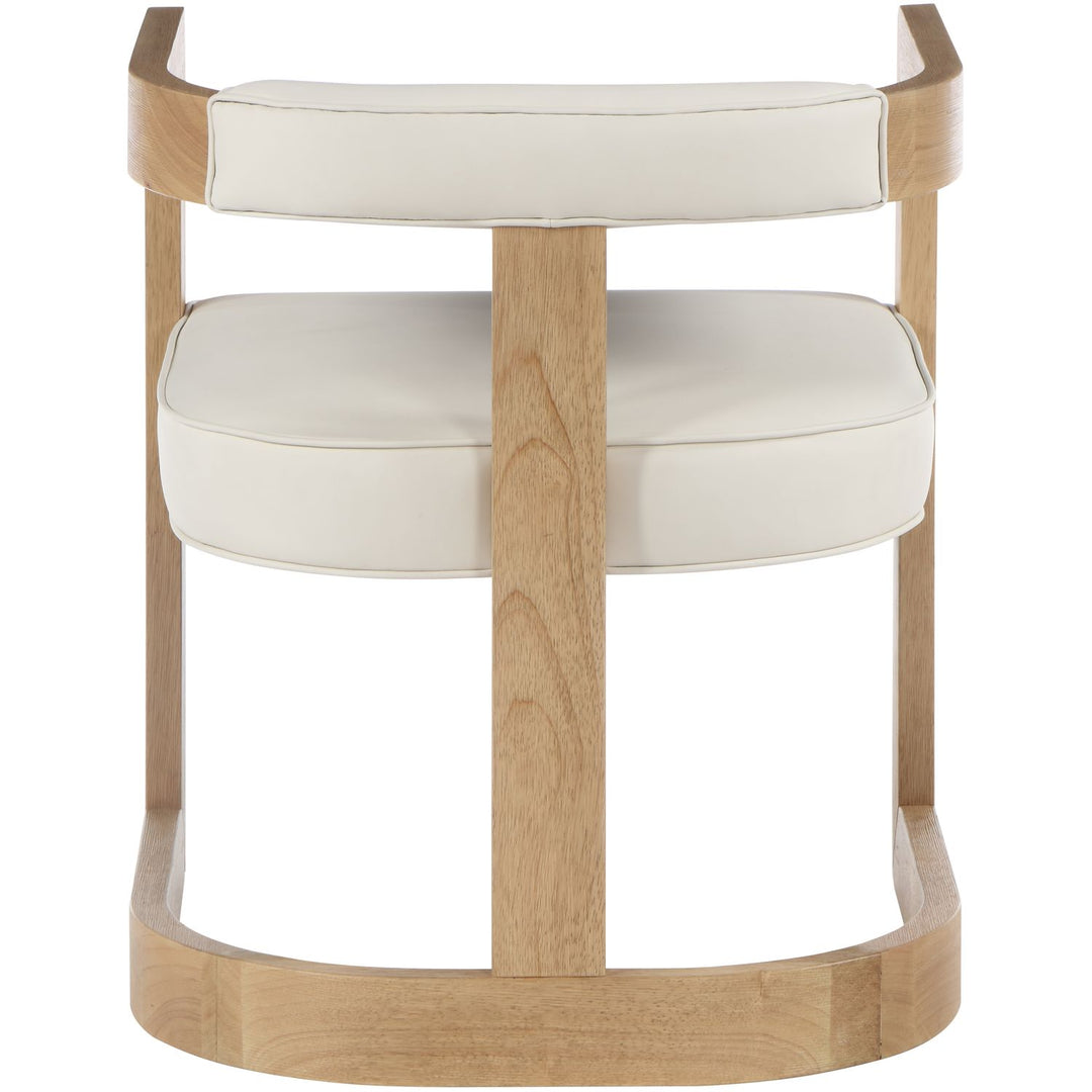Manchester Vegan Leather Upholstered Dining Chair — Cream / Natural Wire Brush