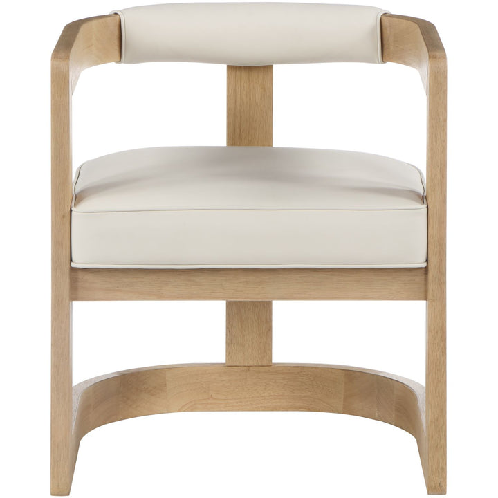 Manchester Vegan Leather Upholstered Dining Chair — Cream / Natural Wire Brush