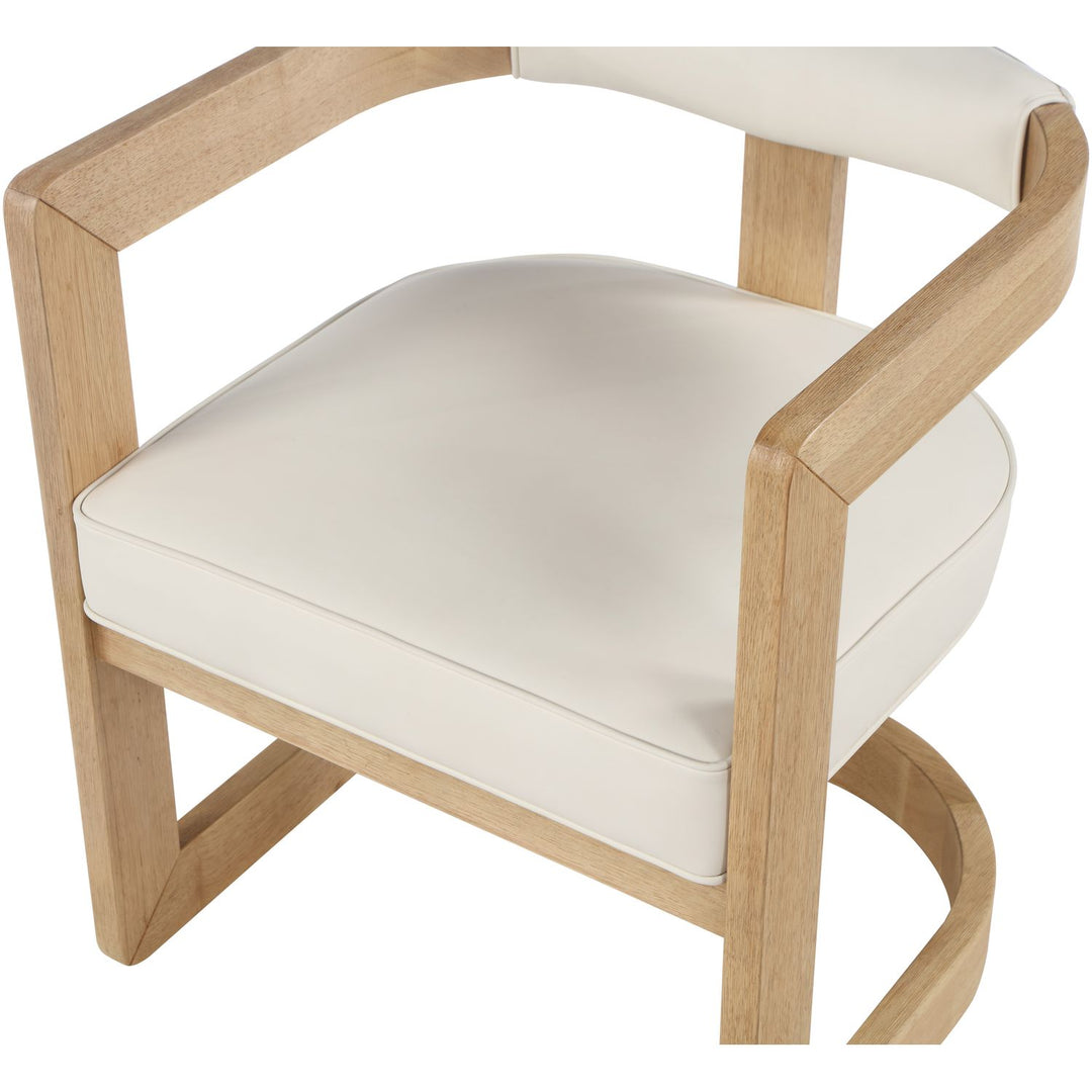 Manchester Vegan Leather Upholstered Dining Chair — Cream / Natural Wire Brush