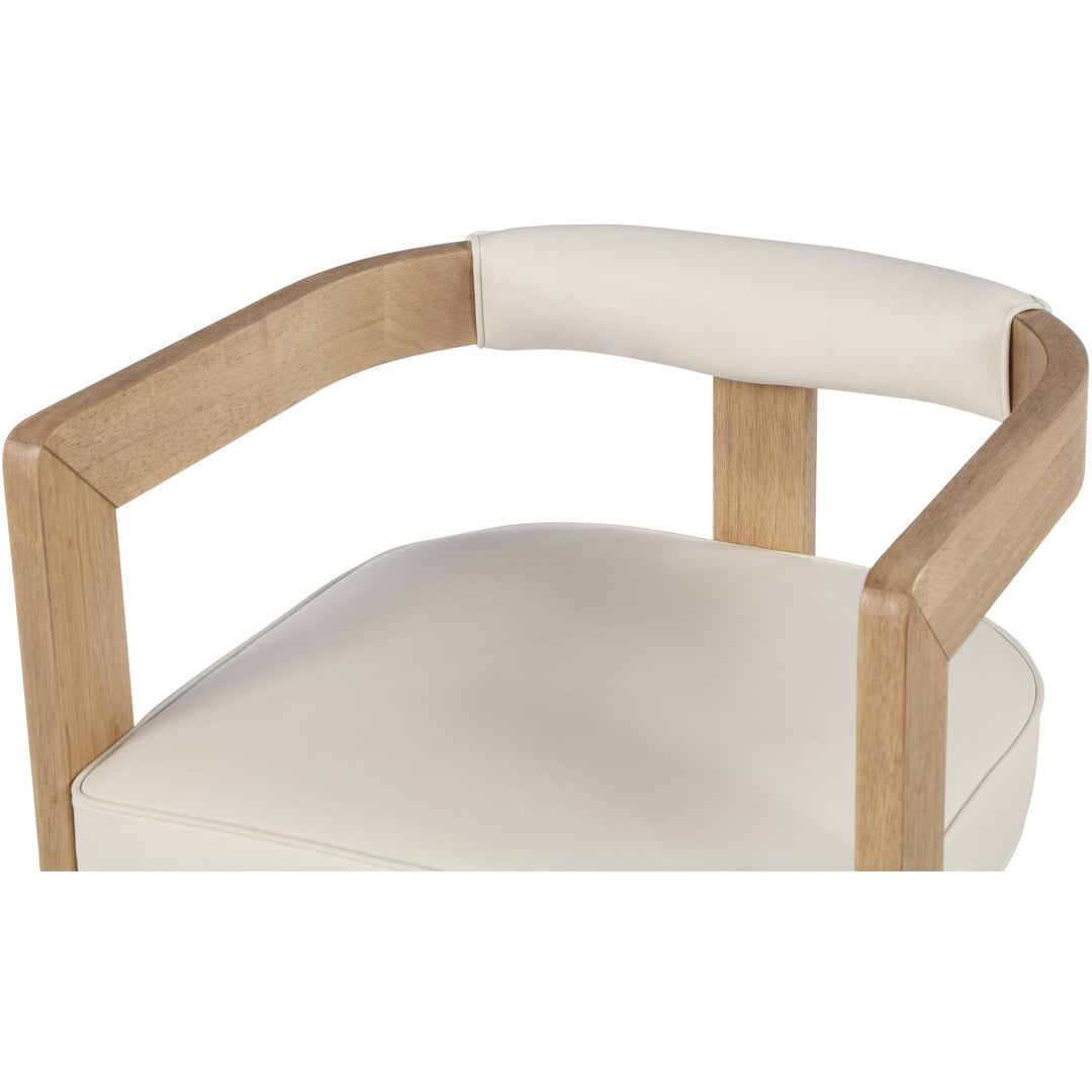 Manchester Vegan Leather Upholstered Dining Chair — Cream / Natural Wire Brush