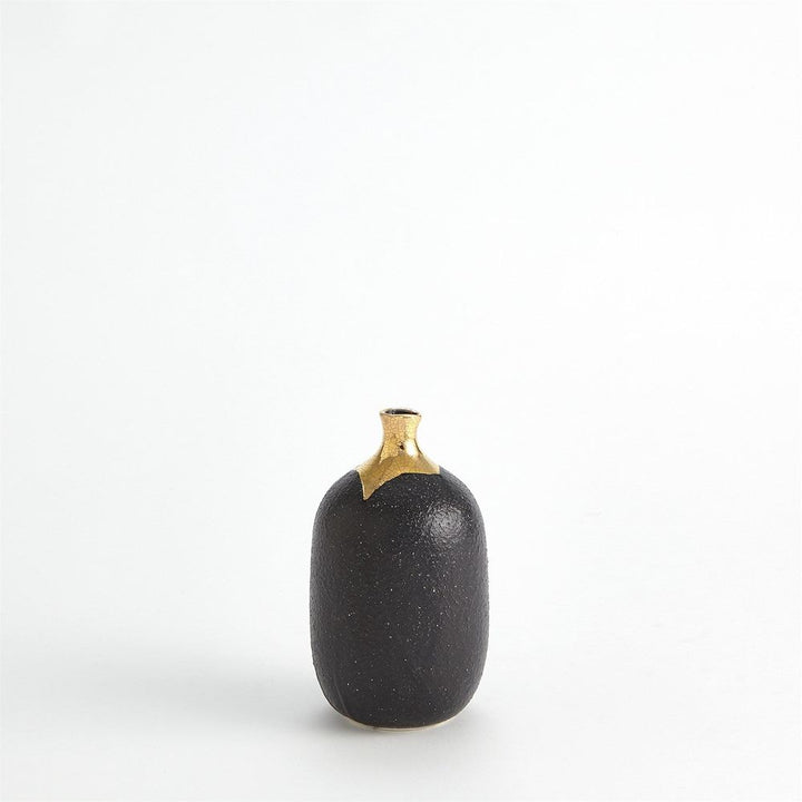 Dipped Golden Crackle/Black Cylinder Vase-Lg