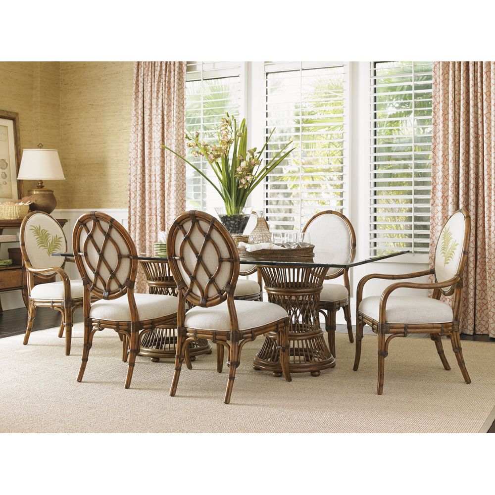 Dining Tables Aruba Dining Table With 84 X 48 Inch Glass Top - Caribbean Sunset