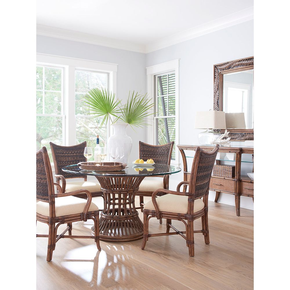 Latitude Dining Table With 54 Inch Glass Top - Caribbean Sunset