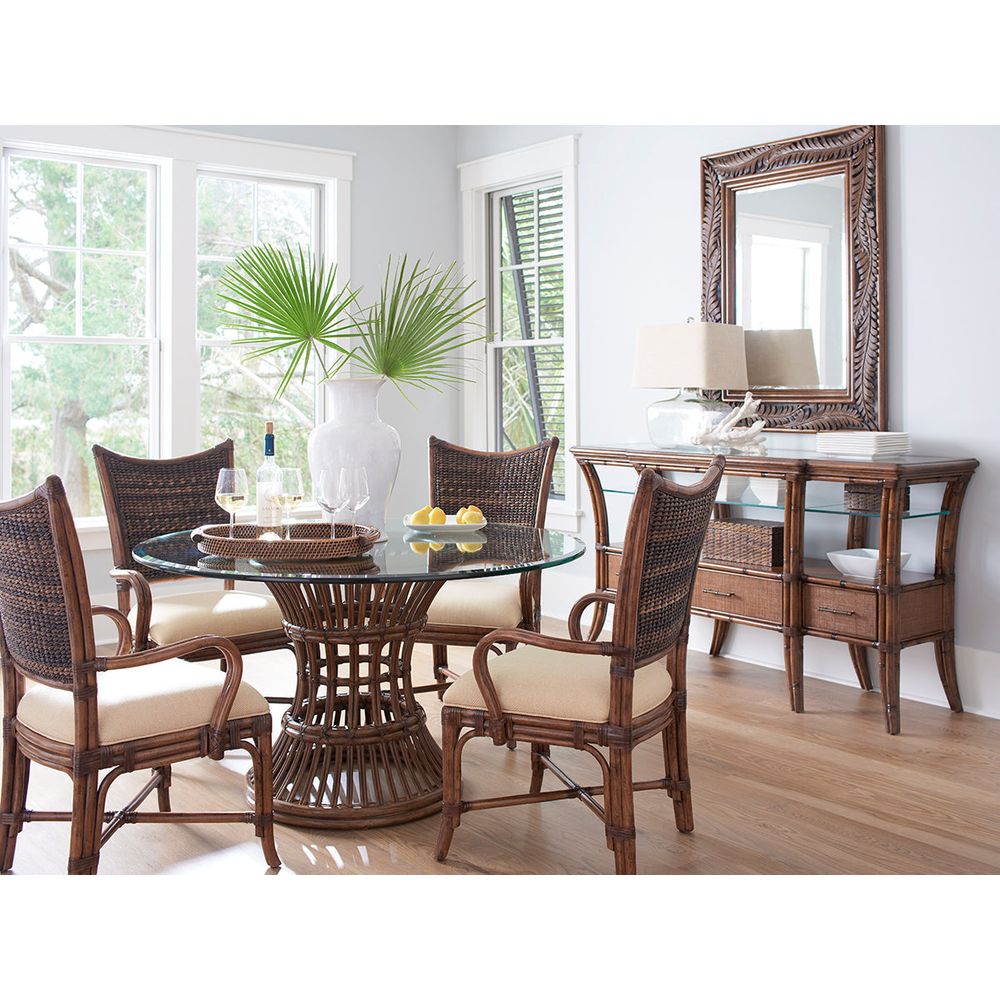 Latitude Dining Table With 54 Inch Glass Top - Caribbean Sunset