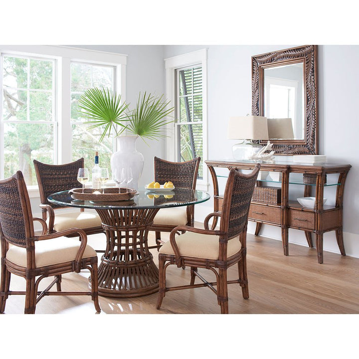 Latitude Dining Table With 54 Inch Glass Top - Caribbean Sunset