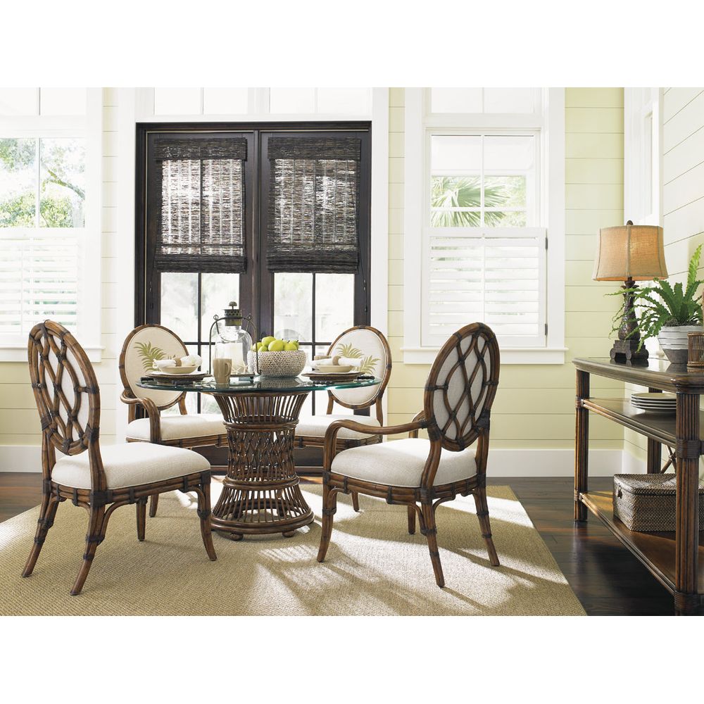 Aruba Dining Table With 48 Inch Glass Top - Caribbean Sunset