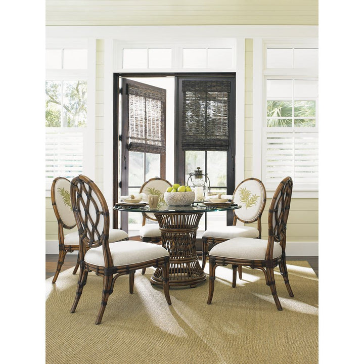 Aruba Dining Table With 48 Inch Glass Top - Caribbean Sunset