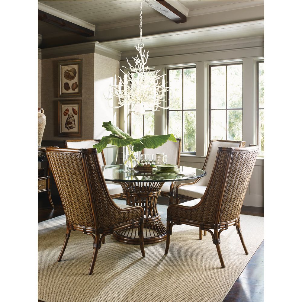 Dining Tables Latitude Dining Table With 60 Inch Glass Top - Caribbean Sunset