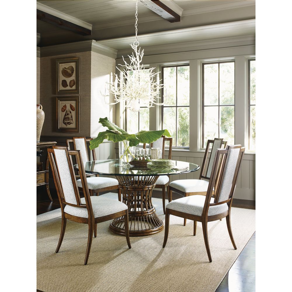 Dining Tables Latitude Dining Table With 60 Inch Glass Top - Caribbean Sunset