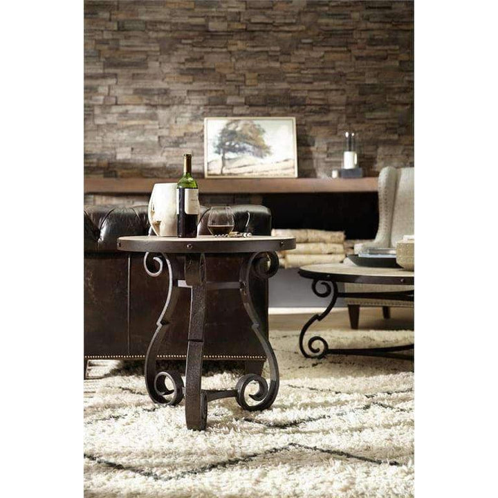 Side Tables Verona Metal and Stone End Table
