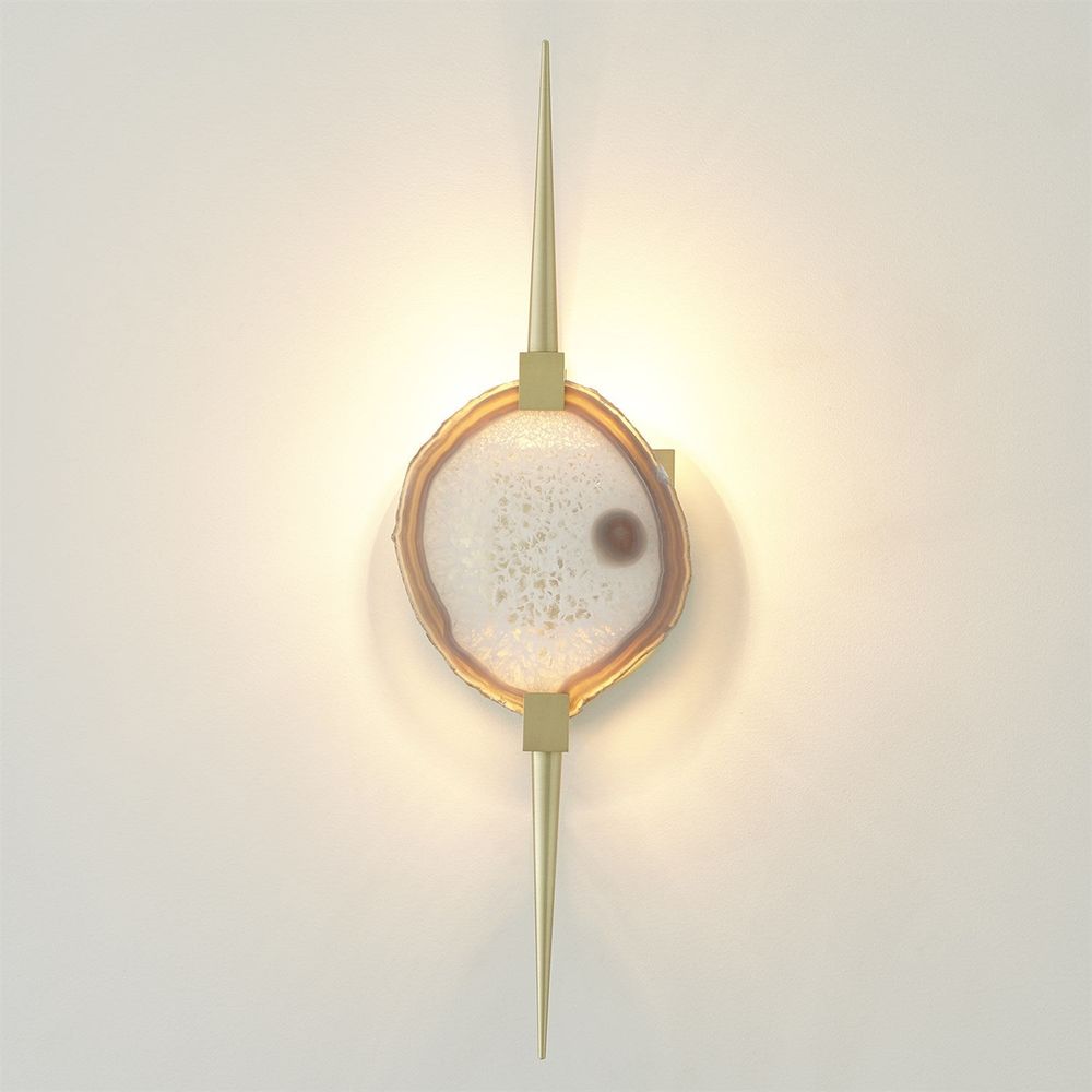 Wall Lighting Eclipse Agate Sconce-Satin Brass