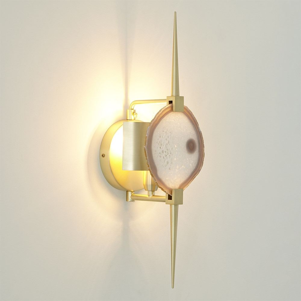 Wall Lighting Eclipse Agate Sconce-Satin Brass